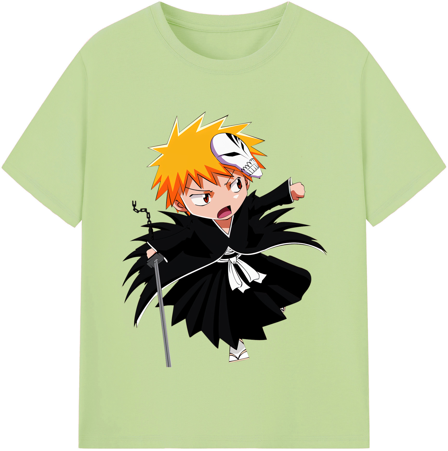 （画像用） ブリーチ 黒崎一護（くろさき いちご）BLEACH Kurosaki Ichigo 綿100％半袖Tシャツ（フロントプリント）